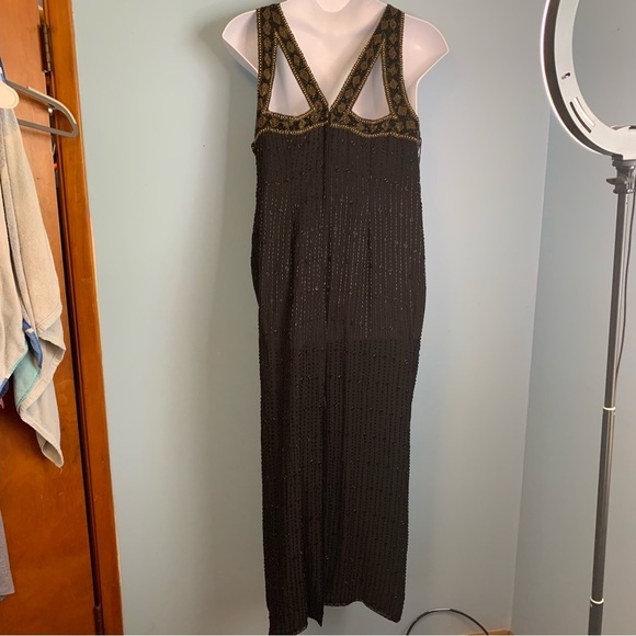 Landmark Vintage 100% Silk black and gold fully beaded evening gown Art Deco 2X - Picture 10 of 14